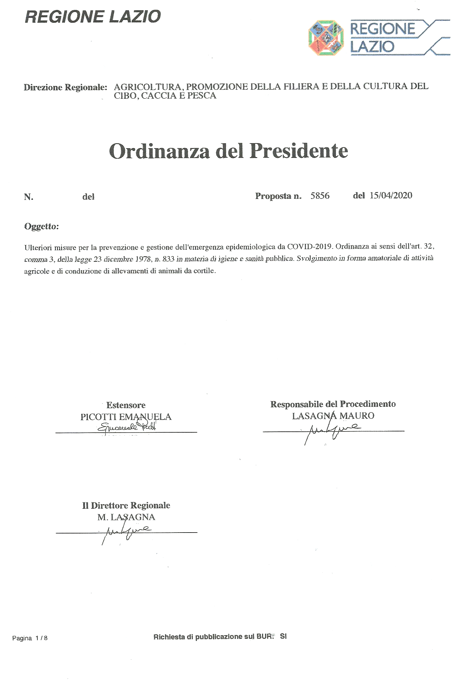 AORDINANZA REGIONALE PER LAVORI AGRICOLI “AMATORIALI”